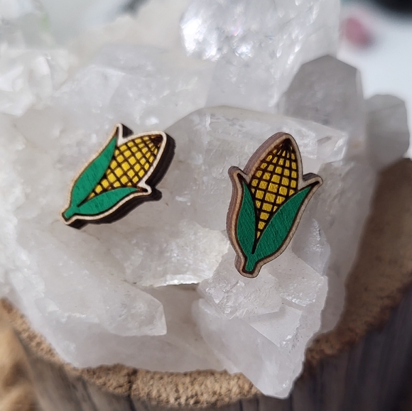 🌽 IT'S CORN! stud earrings - Picture 2 of 8